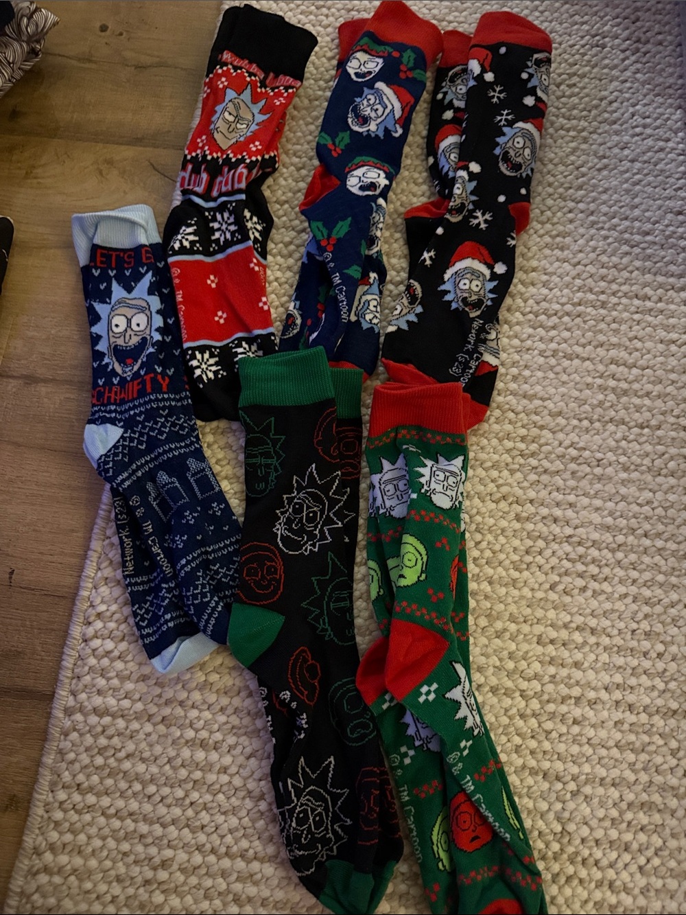 Rick and Morty Holiday Crew Socks - Multi-Color Pack